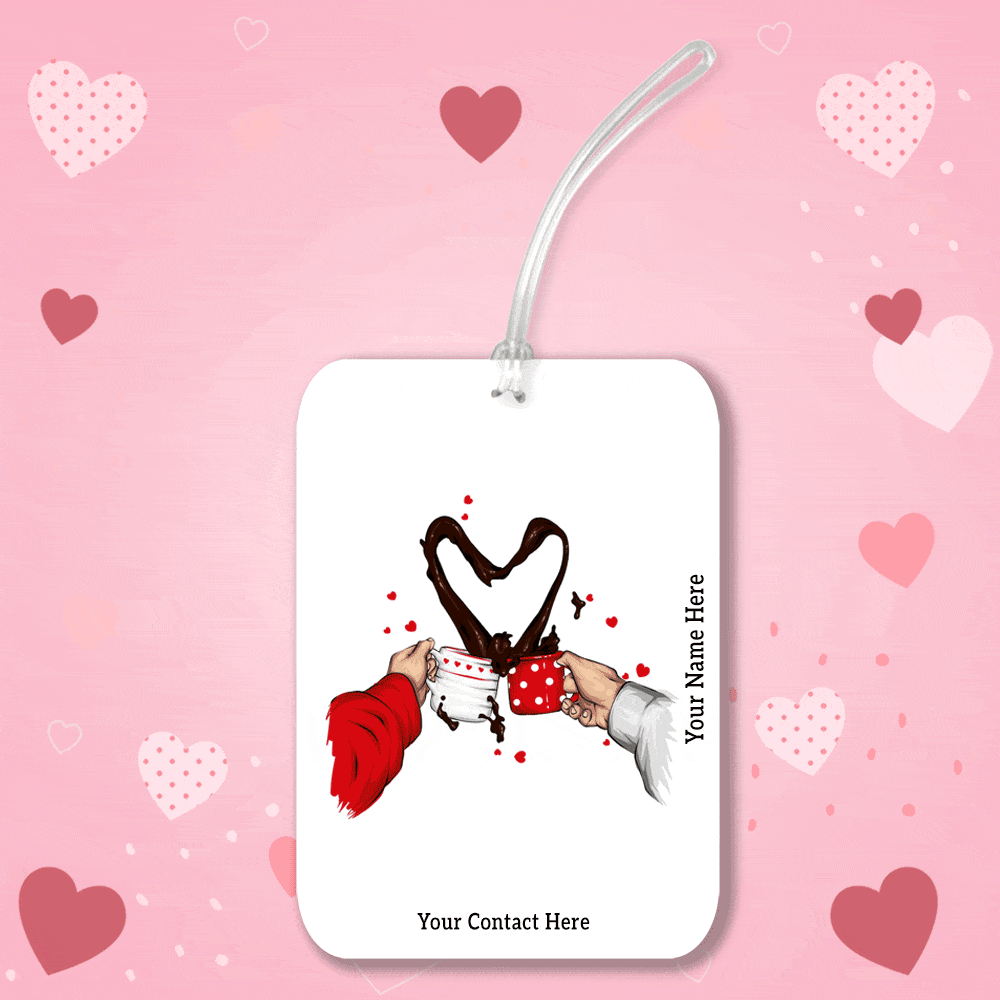 Personalised Travel Tag Printed Design - Coffee Love - Valentine Special
