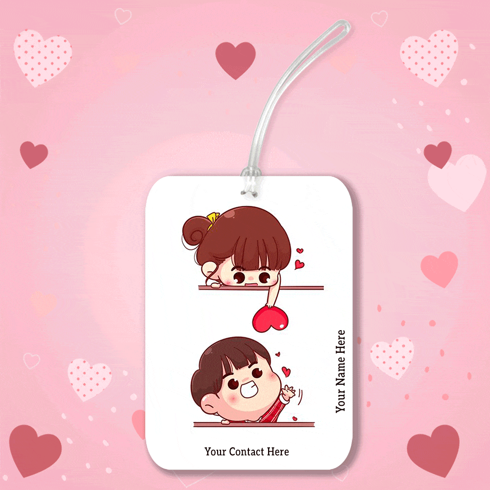 Personalised Travel Tag Printed Design - Love Catch - Valentine Special