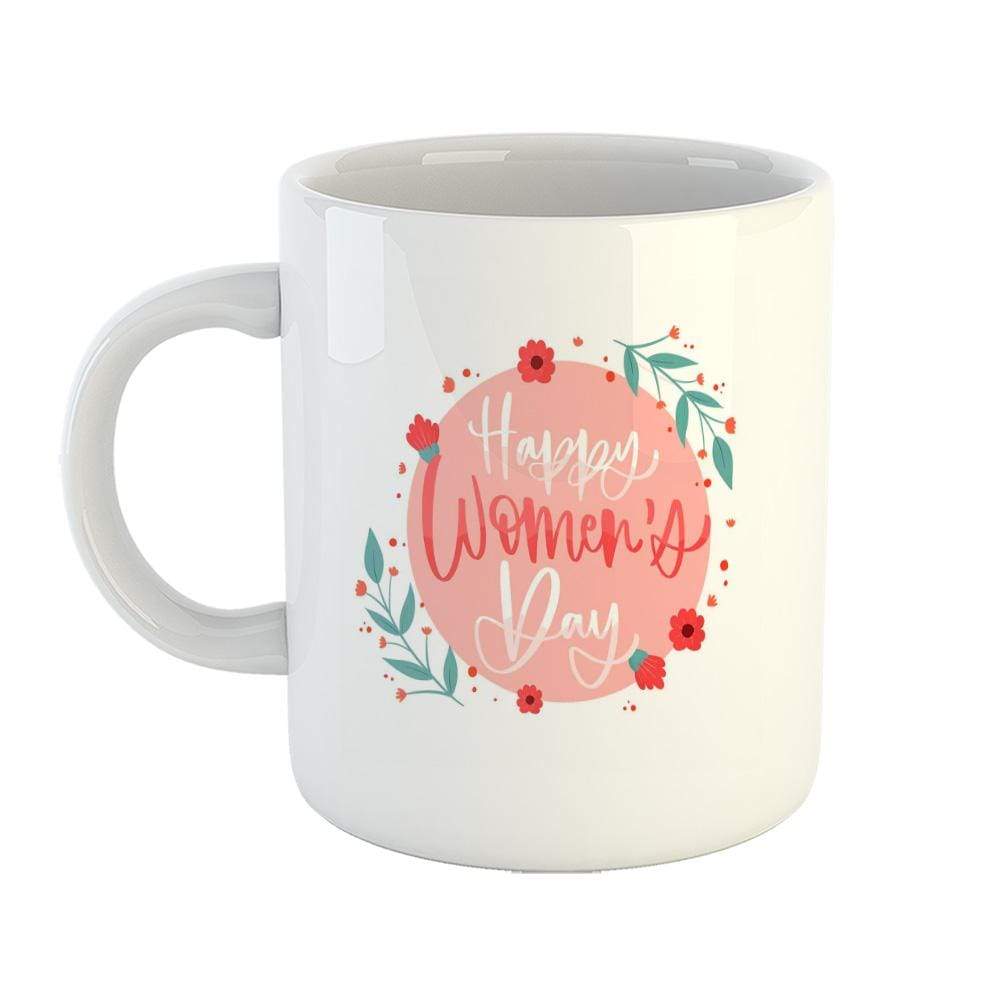 White Coffee Mug Printed Design - Happy Women's Day