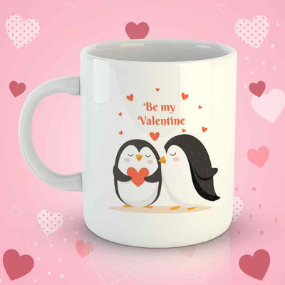 White Coffee Mug Printed Design - Be My Valentine