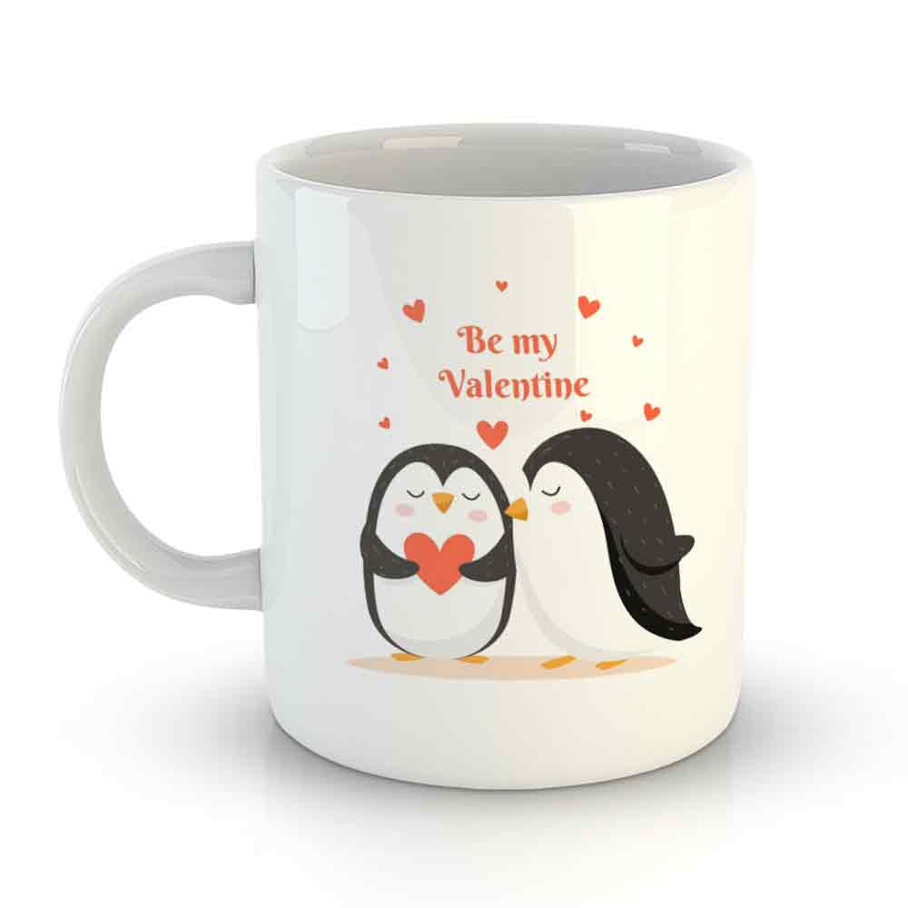 White Coffee Mug Printed Design - Be My Valentine - Valentine Special