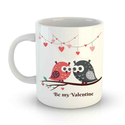 White Coffee Mug Printed Design - Be My Valentine