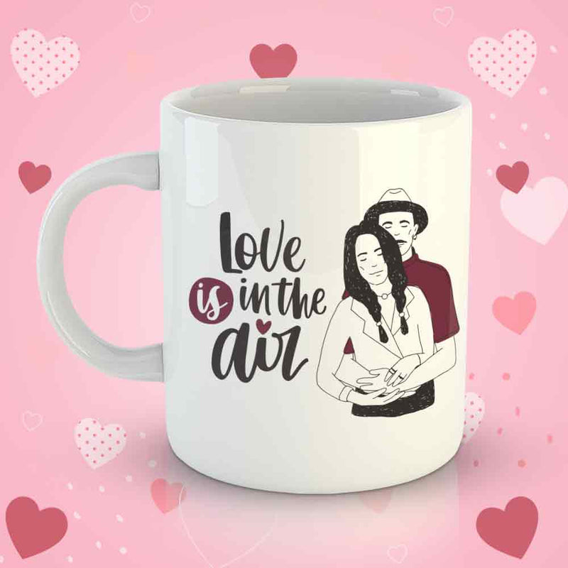 White Coffee Mug Printed Design - Love is in The Air