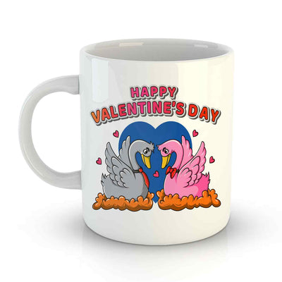 White Coffee Mug Printed Design - Happy Valentine's Day