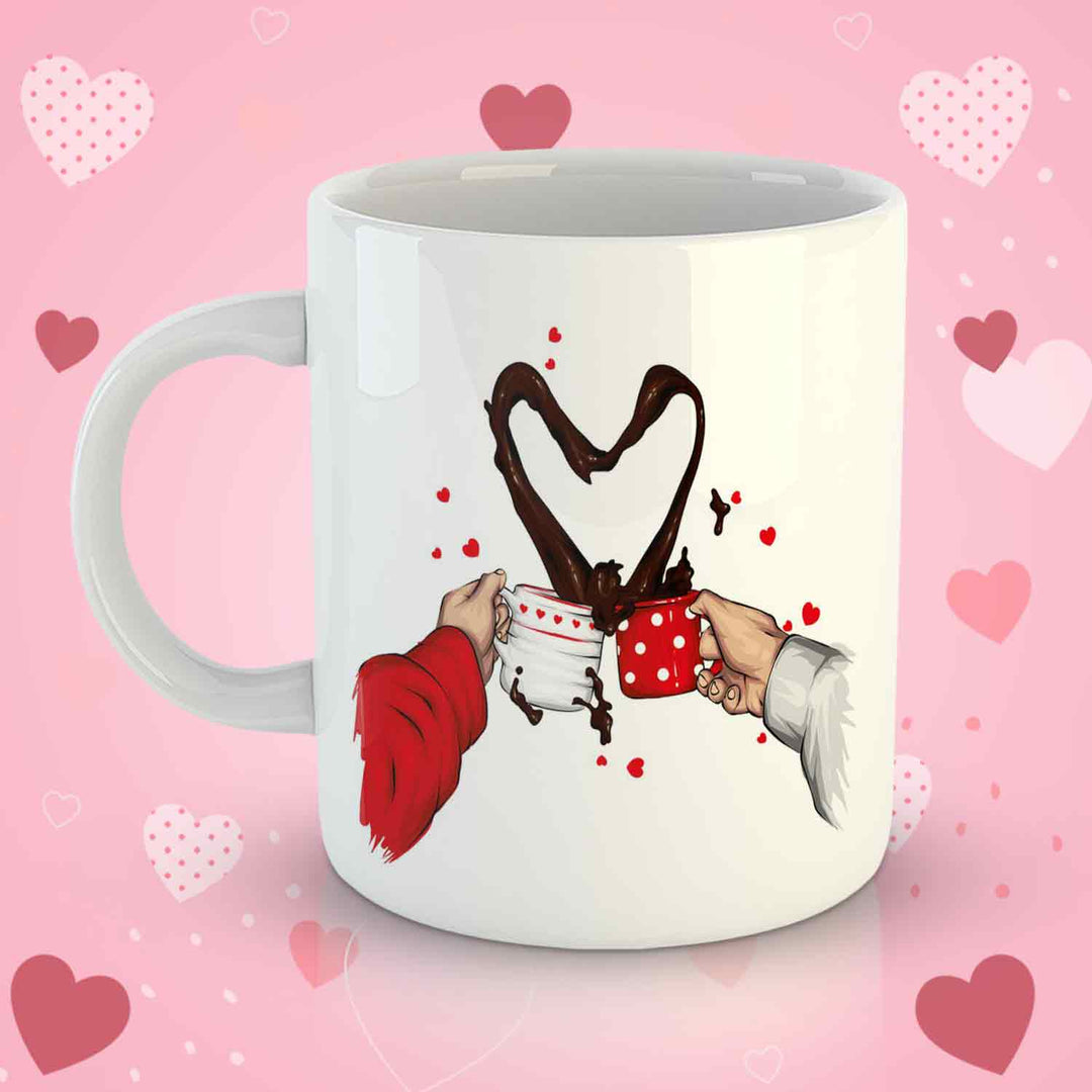 White Coffee Mug Printed Design - Coffee Love - Valentine Special
