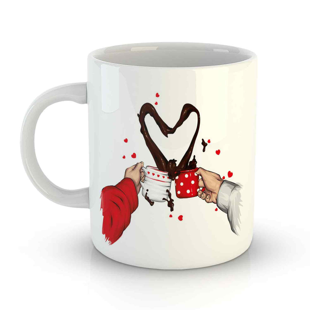White Coffee Mug Printed Design - Coffee Love - Valentine Special