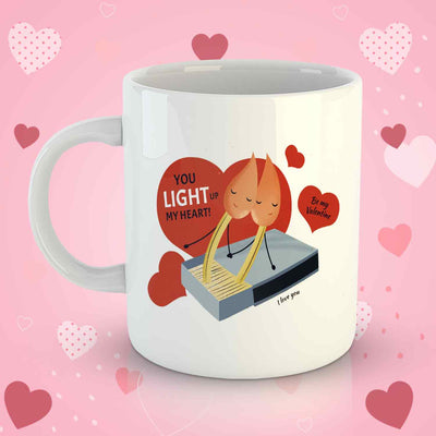White Coffee Mug Printed Design - Light Up My Heart