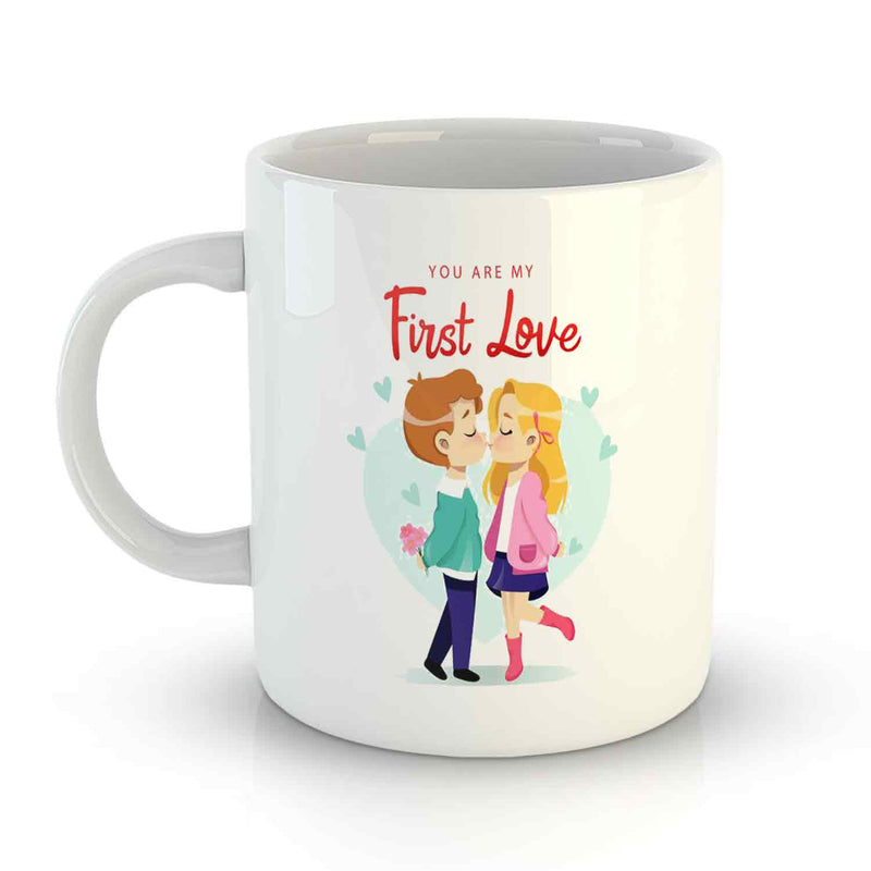 White Coffee Mug Printed Design - First Love