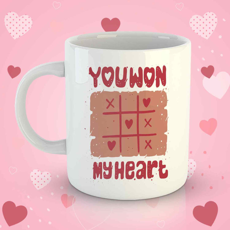 White Coffee Mug Printed Design - You Won My Heart